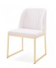 Set of Two White and Gold Upholstered Fabric Wing Back Dining Side Chairs