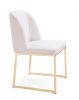Set of Two White and Gold Upholstered Fabric Wing Back Dining Side Chairs