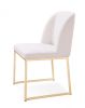 Set of Two White and Gold Upholstered Fabric Wing Back Dining Side Chairs