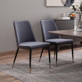 Set of Two Dark Gray Modern Dining Chairs