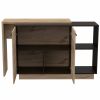 Natural and Natural And Black 59" Kitchen Island With Storage