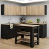 Black and Natural 40" Kitchen Island With Storage