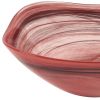 Set of Two 6" Red And White Alabaster Glass Square Salad Bowl