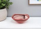 Set of Two 6" Red And White Alabaster Glass Square Salad Bowl