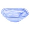 10" Blue And White Alabaster Glass Square Salad Bowl