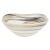 10" Gray Taupe And White Alabaster Glass Square Salad Bowl