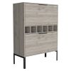 43" Light Gray and Black Wood Console Bar Cabinet With Two Doors