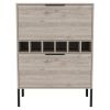 43" Light Gray and Black Wood Console Bar Cabinet With Two Doors