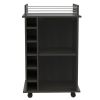 22" Espresso Wood Rolling Bar Cart With Wine Storage