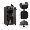 22" Espresso Wood Rolling Bar Cart With Wine Storage