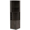 71" Dark Brown Wood Corner Bar Cabinet With Two Doors