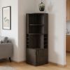 71" Dark Brown Wood Corner Bar Cabinet With Two Doors
