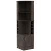71" Dark Brown Wood Corner Bar Cabinet With Two Doors