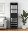 63" Black Wood Bar Cabinet With Two Drawers