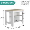 41" Ivory And Black Wood Kitchen Island With Storage