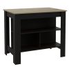 41" Natural And Black Wood Kitchen Island With Storage