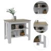 41" Brown And White Wood Kitchen Island With Storage