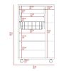22" Natural And Black Wood Rolling Kitchen Cart With Storage