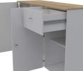 54" Natural and White Wood Flat Door Rolling Kitchen Island With Storage