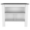 41" Black and White Wood Kitchen Island With Storage