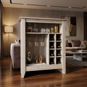 Light Gray Bar Cart With Wine Storage