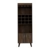 24" Walnut Wood Bar Cabinet With Two Doors