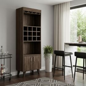 24" Walnut Wood Bar Cabinet With Two Doors