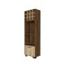 24" Beige and Mahogany Wood Corner Bar Cabinet With Single Door
