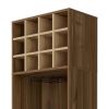 24" Beige and Mahogany Wood Corner Bar Cabinet With Single Door