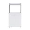 25" White Wood Rolling Kitchen Cart With Storage