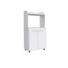 25" White Wood Rolling Kitchen Cart With Storage