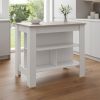41" Light Gray and White Wood Kitchen Island With Storage
