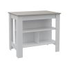 41" Light Gray and White Wood Kitchen Island With Storage