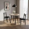 Three Piece Taupe and Black Round Dining Set with Two Chairs