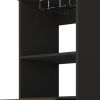 18" Black Wood and Solid Wood Bar Cabinet With Two Drawers