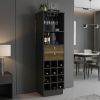 18" Black Wood and Solid Wood Bar Cabinet With Two Drawers