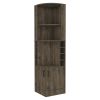 18" Dark Brown Wood Corner Bar Cabinet With Two Doors