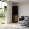 18" Black and Natural Wood Corner Bar Cabinet With Single Door