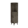 73" Dark Brown Wood Corner Bar Cabinet With One Drawer