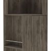 73" Dark Brown Wood Corner Bar Cabinet With One Drawer