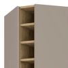 72" Brown and Taupe Wood Corner Bar Cabinet With Four Doors