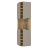 72" Brown and Taupe Wood Corner Bar Cabinet With Four Doors
