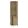 71" Natural Wood Corner Bar Cabinet With Two Doors