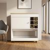 Brown and White Rolling Bar Cart With Wine Storage
