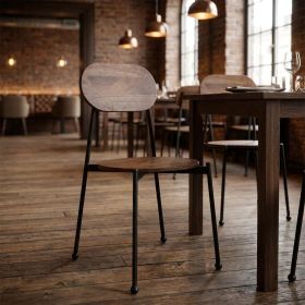 Set of Two Brown And Black Metal and Wood King Louis Back Dining Side Chairs