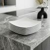 White Six Piece Square Bone China Service For Six Dinner Plate Set