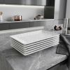 White Six Piece Rectangle Pebbled Porcelain Service For Six Dinner Plate Set