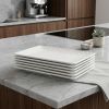 White Six Piece Rectangle Pebbled Porcelain Service For Six Salad Plate Set