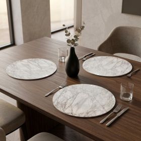 15" X 15" Silver And Gray Abstract Round Placemats