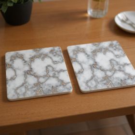 15" X 15" Gray And Gold Abstract Agglomerated cork Square Placemats
